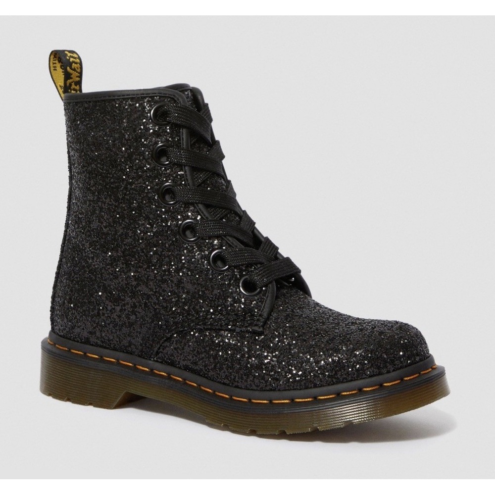 Dr. Martens 1460 Farrah Chunky Glitter Lace Up Boots Black Sz UK 5 EU 38 US 7